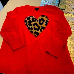 J.Crew valentine, heart sweater, 100% Cashmere. Size small